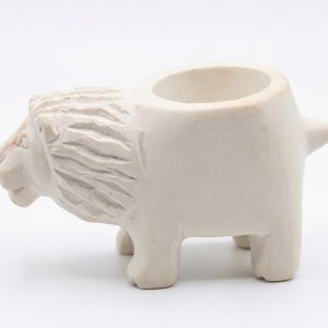 Soapstone Lion Candle Holder curving