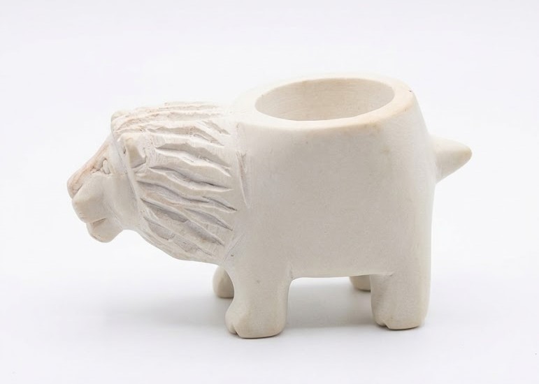 hand chiseled Lion Candle Holder curving