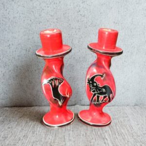 Twisted Soapstone Candle Stands Curving