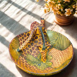 Hand-Carved Wooden Giraffe Decor Bowl – Catch-all for Beads & Jewelry