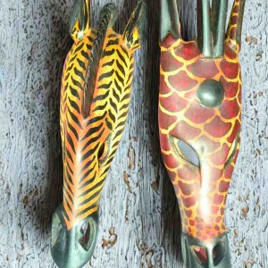 Hand-Carved Wooden Animal Masks – Zebra & Giraffe Wall Art/ carvings / sculpture