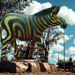 Hand-Carved Zebra Sculpture