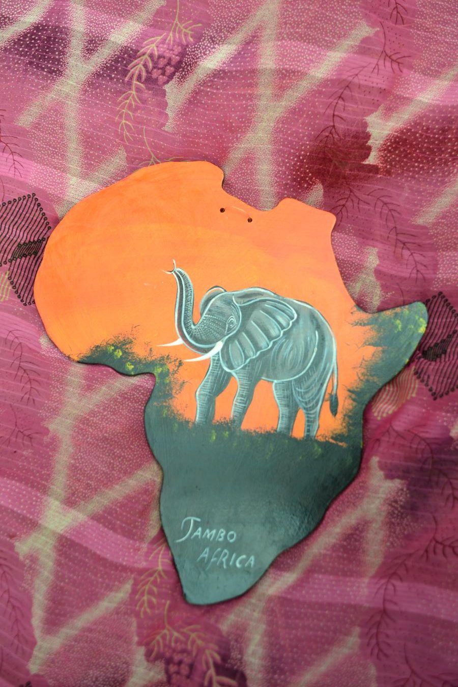 hand chiseled map of Africa curving