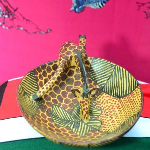 Hand Chiseled and Carved Wooden Giraffe Decor Bowl – Catch-all for Beads & Jewelry