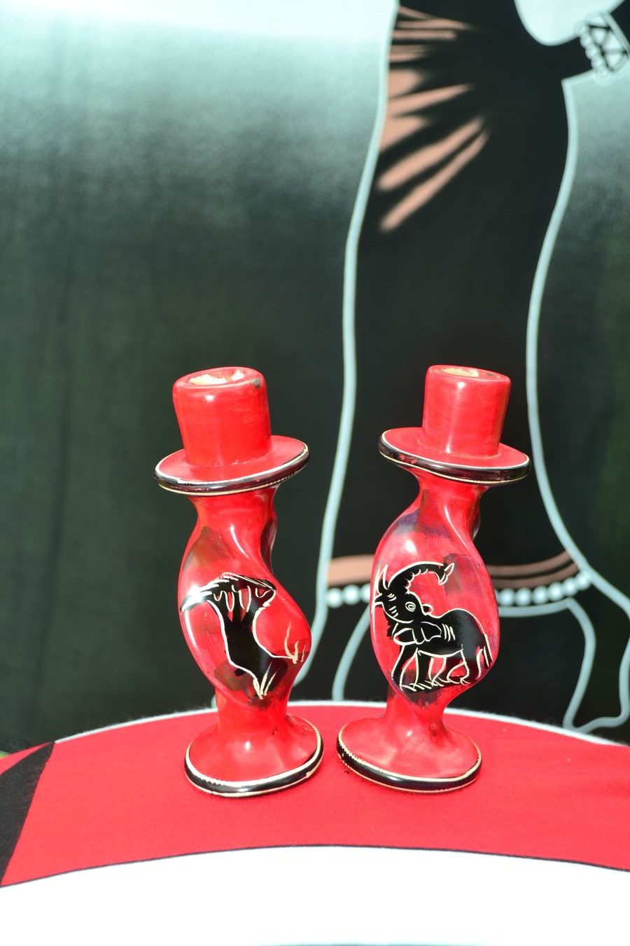 hand chiseled candle holder carving