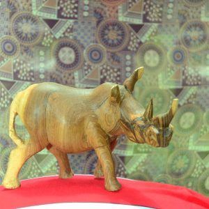 Hand chiseled Wooden Rhino Curving or sculpture