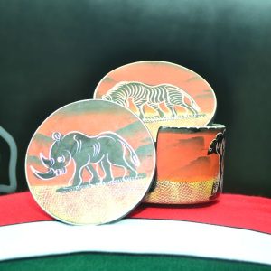 Hand chiseled Table Mat & Coaster Set with Paints Carvings