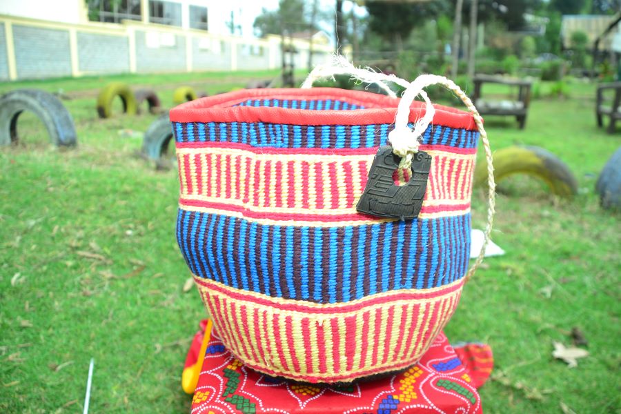 Hand-woven sisal basket