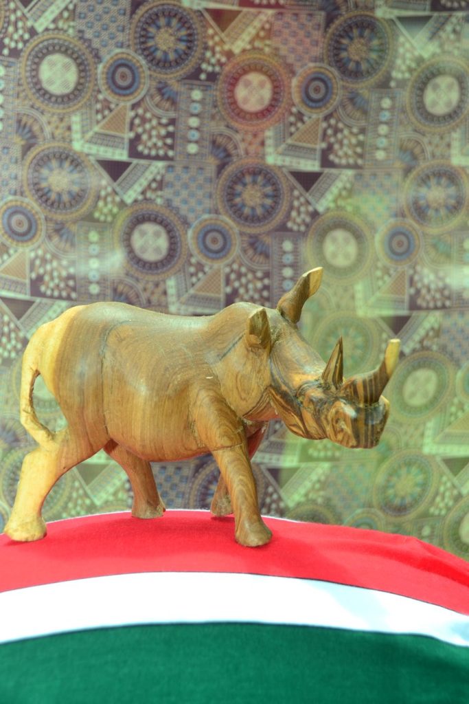 hand carved wooden rhino sculpture home decor